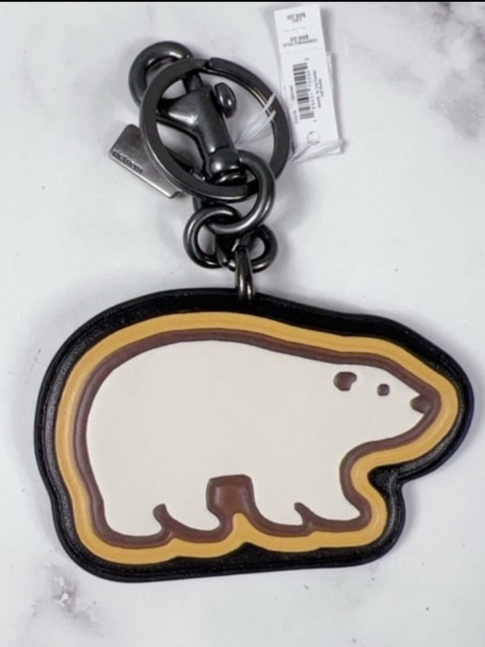 Coach Polar Bear Key Fob Signature Canvas Hangtag BAGCHARM Keychain CE679 NWT